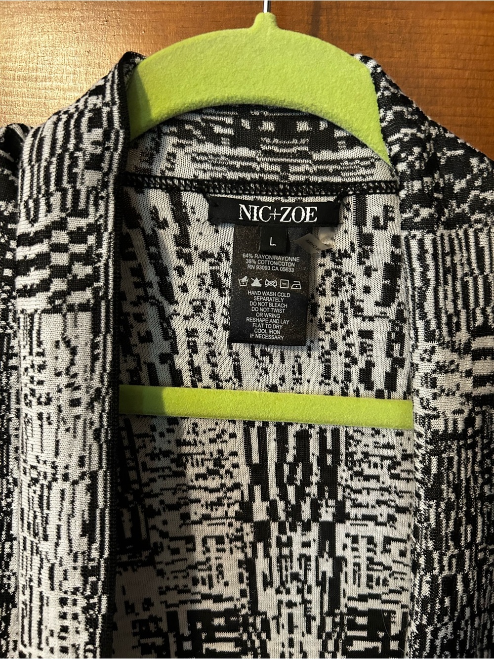 NIC+ZOE Black and White Patterned Open-Front Cardigan - Picture 2 of 4